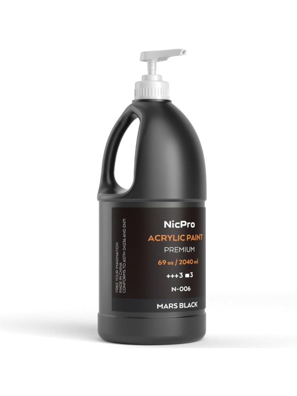 Large Black Acrylic Paint - 69 oz, Rich Pigments, Non-Toxic Art Supplies